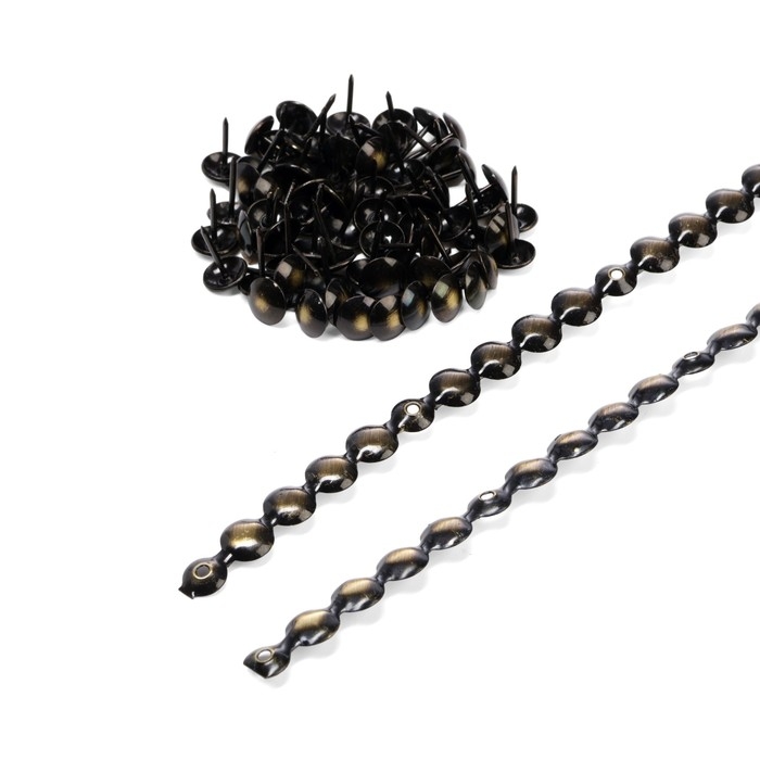 Лента декоративных гвоздей ТУНДРА, длина 1 м, 11х16 мм, античная бронза, 10 шт Лента декоративных гвоздей ТУНДРА, длина 1 м, 11х16 мм, античная бронза, 10 шт