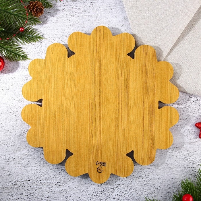 Новый год. Менажница деревянная &laquo;Снежинка&raquo;, 25 х 25 см