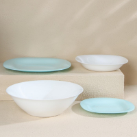 Сервиз столовый Luminarc Carine Light, стеклокерамика, 19 предметов, цвет белый и бирюзовый