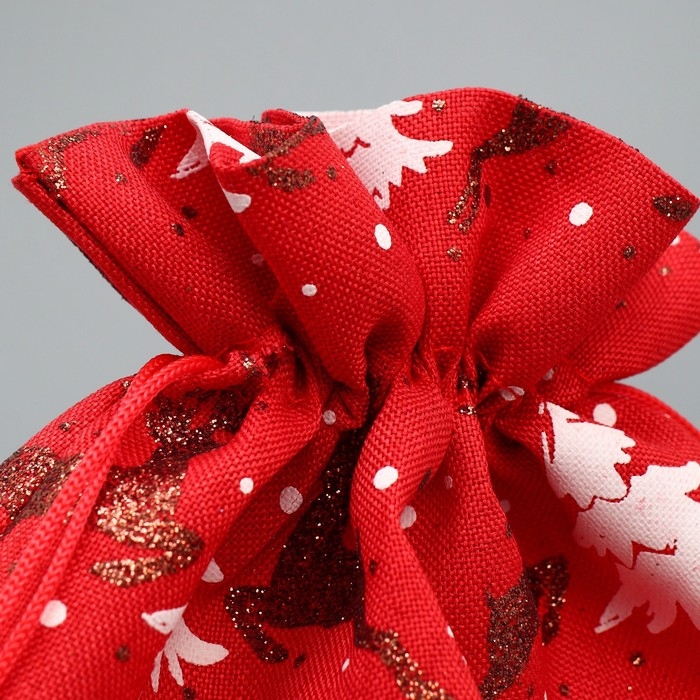 Мешочек подарочный холща &laquo;Снежный лес&raquo;, ёлки, 20 х 30 см +/- 1.5 см, Новый год