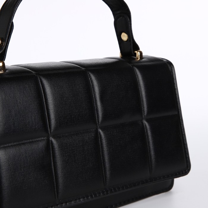 Сумка женская на клапане, с кошельком, 20х12х7 см, цвет чёрный