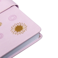 Ежедневник недатированный, А5, 140л, клетка, обл.кожзам, с хлястиком, Цветы, сиреневый