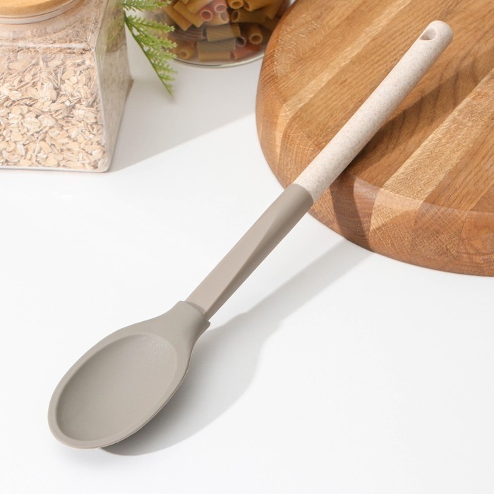 Ложка гарнирная Доляна &laquo;Стоун&raquo;, силикон, 33,5 см, цвет серый