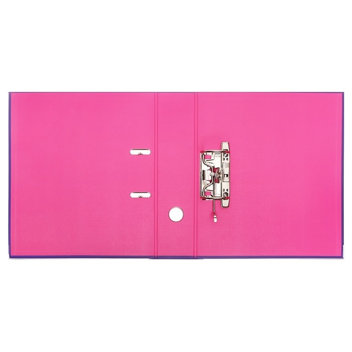 Папка-регистратор А4, 75 мм, Lamark, ПВХ, двухстороннее покрытие, металлическая окантовка, карман на корешок, собранная, фиолетовый/розовый