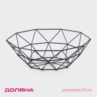 Фруктовница Доляна &laquo;Геометрия&raquo;, 26&times;26&times;8 см, цвет чёрный