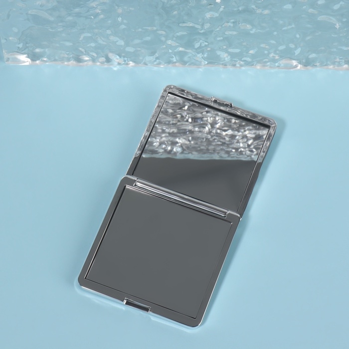 Зеркало складное &laquo;Волны&raquo;, 7 &times; 7 см, цвет серебристый