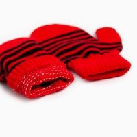 Варежки детские однослойные MINAKU,цв. красный/черный, р-р 12-14 (13-14 см)