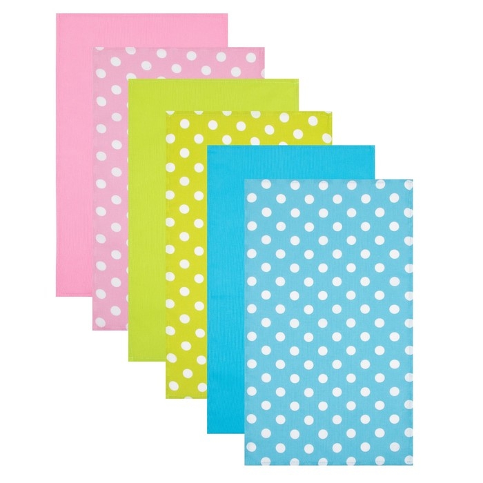 Набор кухонных полотенец Доляна &laquo;Сладкий микс&raquo;, 35х60 см - 6 шт, 100% хлопок, рогожка 165 г/м2