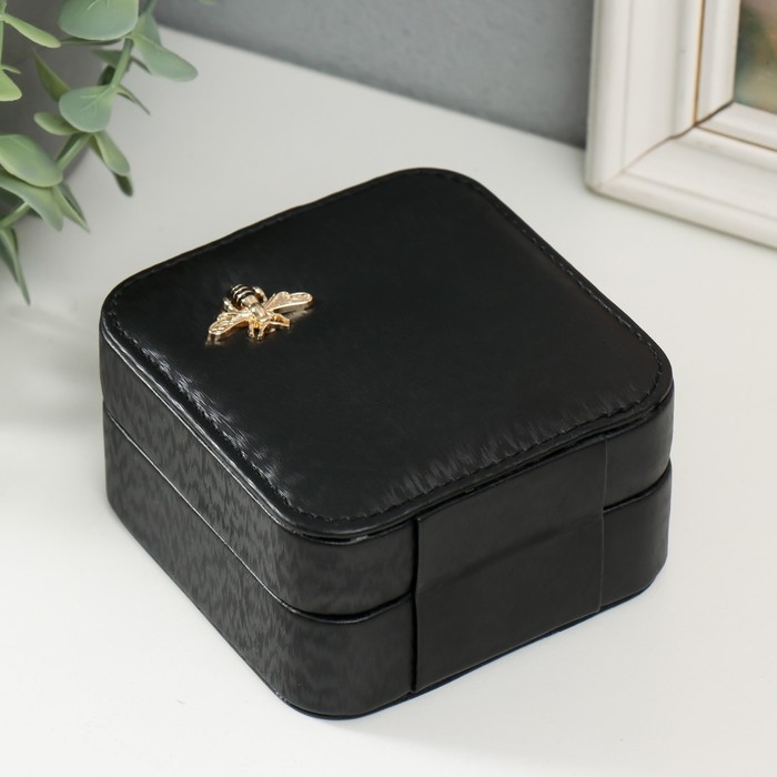 Шкатулка текстиль для украшений Шкатулка текстиль для украшений "Перелив с украшением" чёрная 10х10х6 см