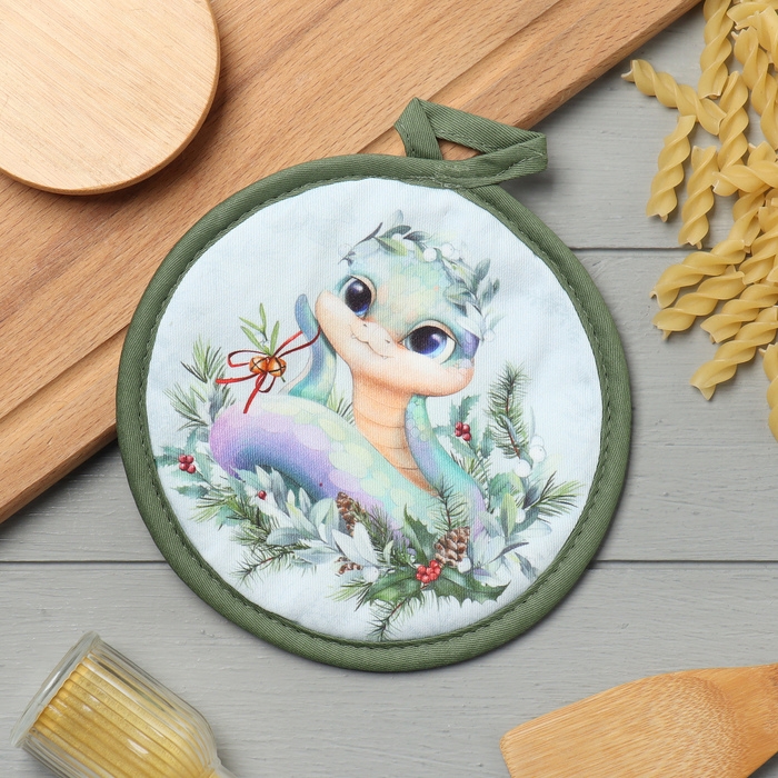 Новый год. Символ года. Змея. Прихватка Этель Новый год. Символ года. Змея. Прихватка Этель "Милашка" 17*17 см, 100% хлопок, саржа