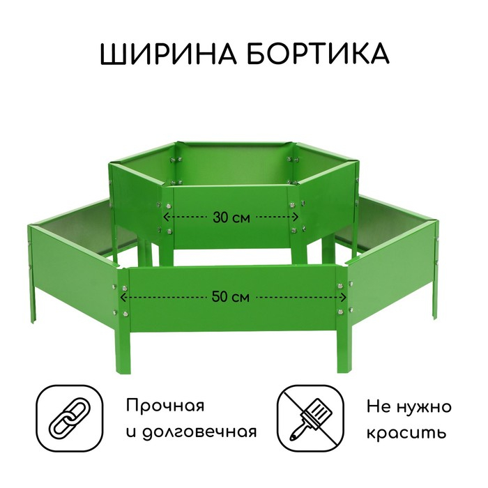 Клумба оцинкованная, 2 яруса, d = 60&ndash;80 см, h = 30 см, ярко-зелёная, Greengo