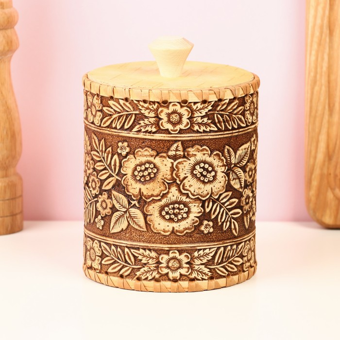 Туес &laquo;Лето&raquo;, шитый, 10&times;10&times;14,5 см, береста