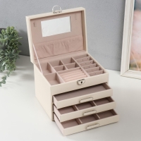 Шкатулка кожзам для украшений "Винта" молочная 22х17х18 см