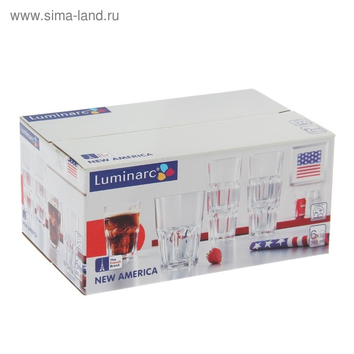 Набор высоких стеклянных стаканов New America, 350 мл, 6 шт