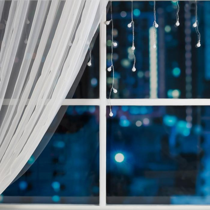 Гирлянда &laquo;Бахрома&raquo; 3 &times; 0.5 м с насадками &laquo;Шарики&raquo;, IP20, прозрачная нить, 80 LED, свечение мульти (RG/RB), мигание, 220 В