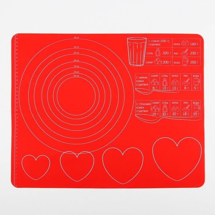Силиконовый коврик для выпечки «Готовим с любовью», 50 х 40 см Силиконовый коврик для выпечки «Готовим с любовью», 50 х 40 см