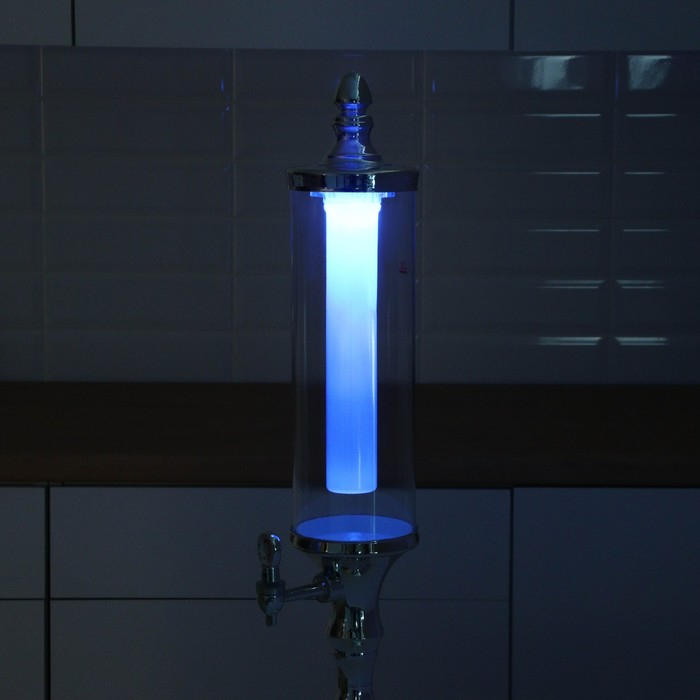 Башня пивная &laquo;Петронас&raquo;, 3 л, колба с подсветкой, 2 батарейки, цвет металлик