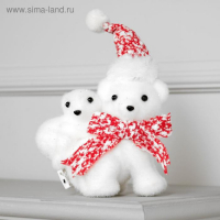 Светодиодная фигура &laquo;Медведица с медвежонком&raquo; 20 &times; 17 &times; 9 см, флок, батарейки CR2032х2 (в комплекте), свечение тёплое белое