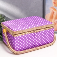 Шкатулка для рукоделия "Белый горох на сиреневом" 13х17,5х24 см