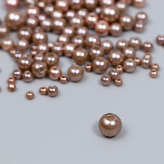 Бусины для творчества пластик "Круглые. Миндаль" d=3-8 мм, набор 10 гр