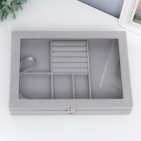 Шкатулка бархат для украшений многофункциональная "Серый туман" 5х20х28 см Шкатулка бархат для украшений многофункциональная "Серый туман" 5х20х28 см