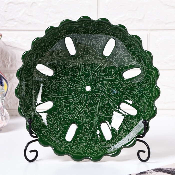 Фруктовница Риштанская Керамика, 23 см зеленая