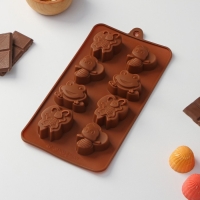 Форма для шоколада Доляна «Насекомые», силикон, 22×11,5×2 см, 8 ячеек, цвет коричневый Форма для шоколада Доляна «Насекомые», силикон, 22×11,5×2 см, 8 ячеек, цвет коричневый