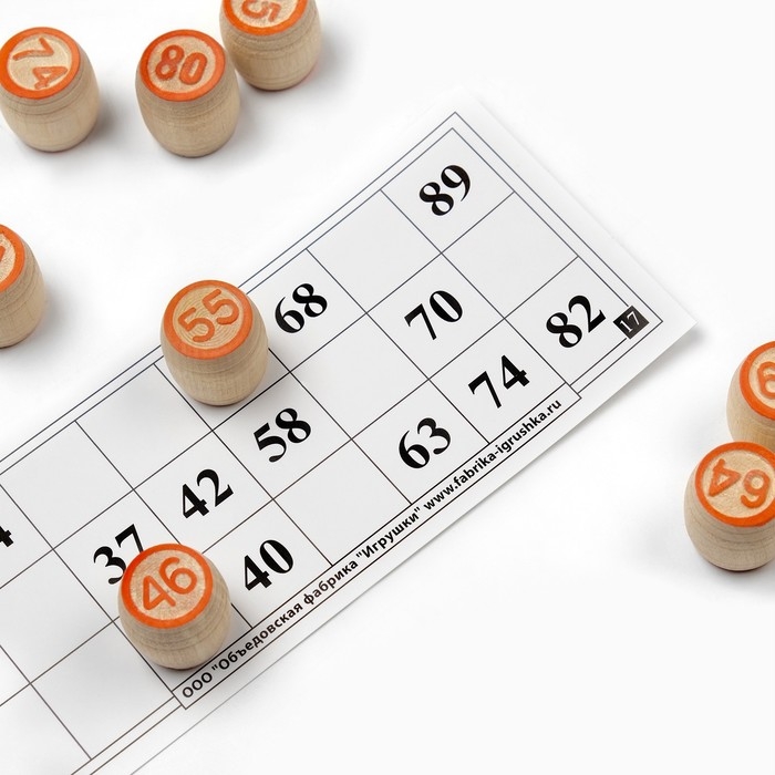 Русское лото деревянное, игра настольная Русское лото деревянное, игра настольная "Пока все дома", 24 карточки 21 х 8 см, с бочонками