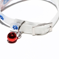 Ошейник "Бантик", 28 х 1 см, ОШ 18-24 см, прозрачный/синий