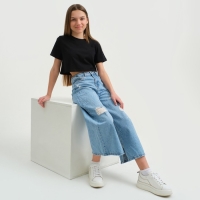 Футболка детская укороченная KAFTAN "Basic line", р. 30 (98-104 см), черный