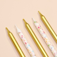 Свечи для  торта "Конфетти", 12 шт, золотые и белые