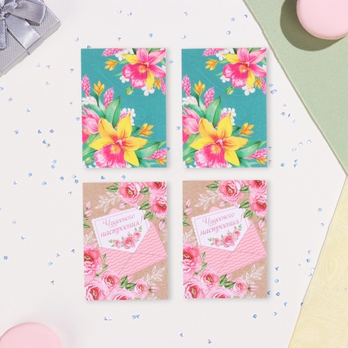 Набор мини-открыток "Пожелания - 4" мак, 40 штук, 5 х 7 см
