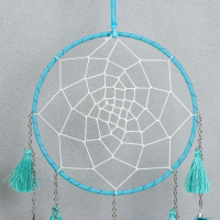 Ловец снов "Паутинка с кисточками, бирюзовый" 40х15 см