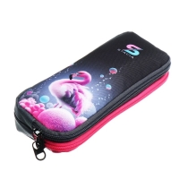 Пенал мягкий, 2 отделения, объёмный, 90 х 220 х 40 мм, Stavia "Фламинго" серый/розовый 86225