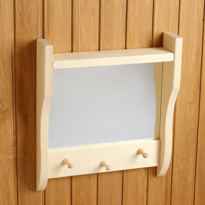 Зеркало резное с 1 полкой и 3 крючками, 45&times;50&times;10 см