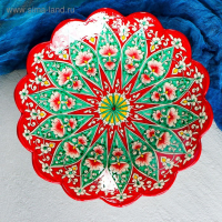 Ляган Риштанская Керамика "Цветы", 33 см, красный, рифлёный Ляган Риштанская Керамика "Цветы", 33 см, красный, рифлёный