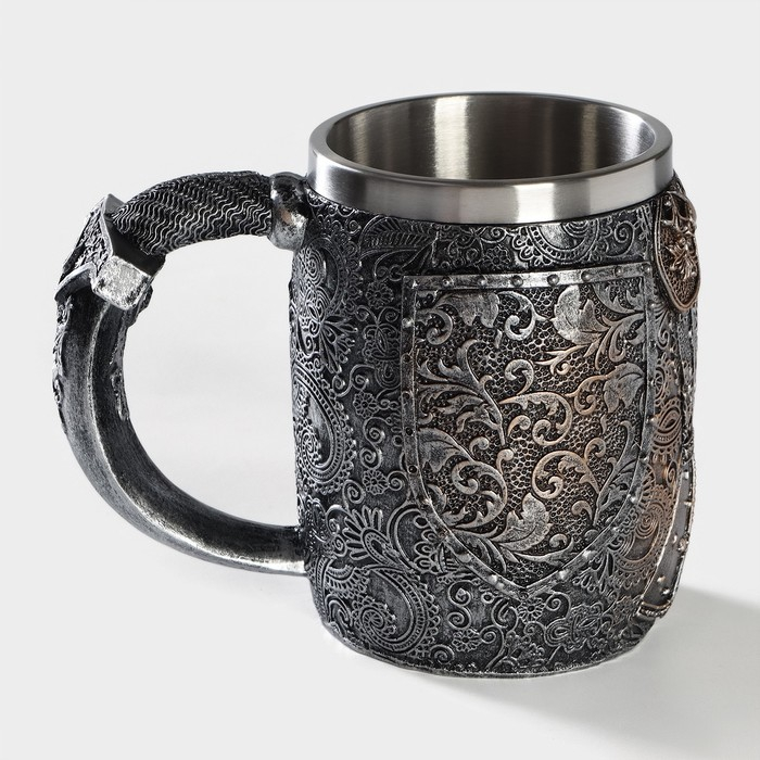Кружка из нержавеющей стали &laquo;Шлем&raquo;, 400 мл, цвет серебристый