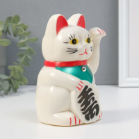 Маятник пластик "Манэки-нэко белый" от батарейки 1АА 15,5х11х8 см