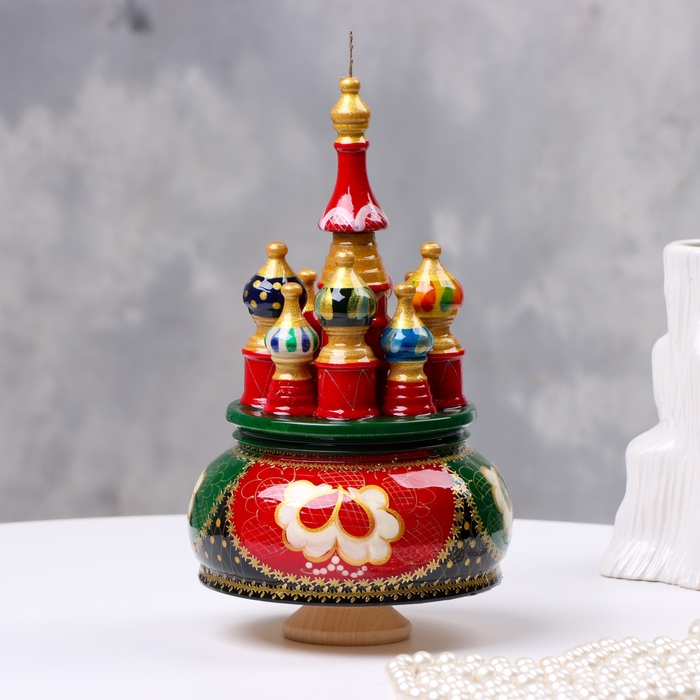 Сувенир музыкальный "Храм" №2, красно-зеленый, ручная роспись, 112х22 см