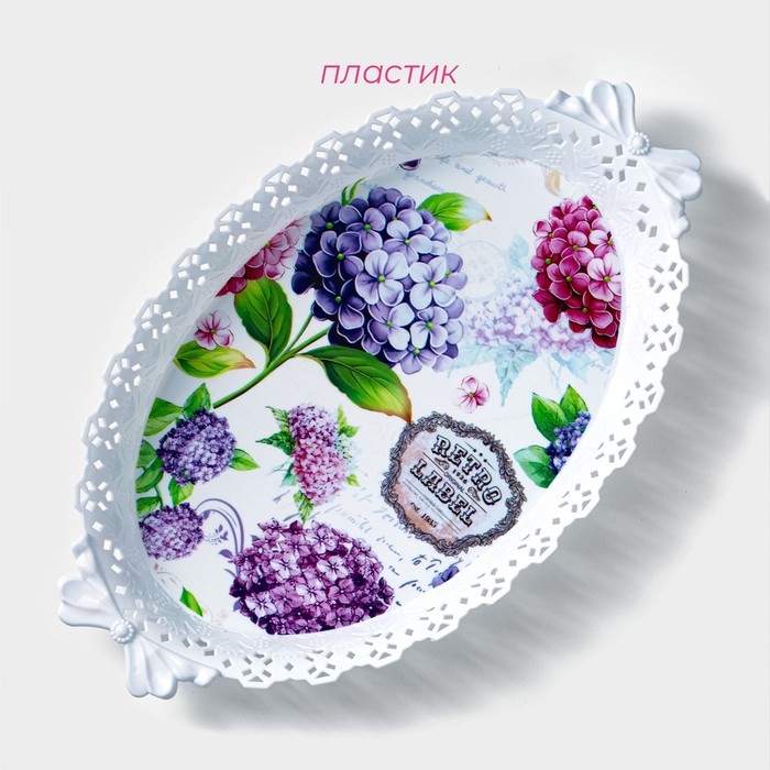 Поднос овальный Доляна &laquo;Пастораль&raquo;, 36&times;22&times;5 см, цвет МИКС