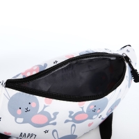 Рюкзак молодёжный из текстиля на молнии, 3 кармана, поясная сумка, цвет белый