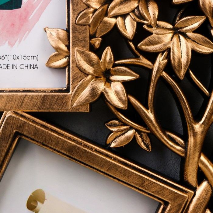 Фоторамка пластик на 5 фото 10х15 см Фоторамка пластик на 5 фото 10х15 см "Денежное дерево" золото 45х37,5 см