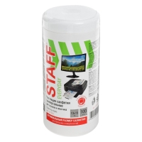 Салфетки чистящие для экранов и пластика, универсальные, STAFF ЭКОНОМ, туба 100 шт, влажные