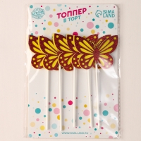 Набор топперов «Бабочки», набор 5 шт., цвет красный Набор топперов «Бабочки», набор 5 шт., цвет красный