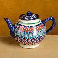 Набор чайный Риштан, 9 предм: чайник 1л., 6 пиал 9,5см, конфетница 23см, сахарница 250м Набор чайный Риштан, 9 предм: чайник 1л., 6 пиал 9,5см, конфетница 23см, сахарница 250м