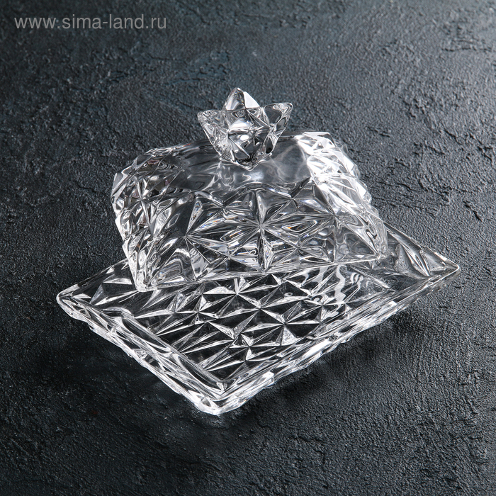 Маслёнка стеклянная &laquo;Ананас&raquo;, 12&times;15&times;9,7 см