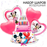 Набор фольгированных шаров "С Днем рождения", Минни Маус