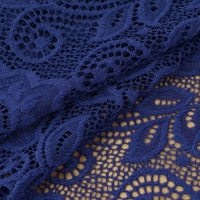 Кружевная эластичная ткань &laquo;Розы&raquo;, 180 мм &times; 2,7 &plusmn; 0,5 м, цвет тёмно-синий