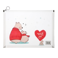 Папка-конверт на молнии формат А4, 180мкр, с рисунком "Медведи", МИКС Папка-конверт на молнии формат А4, 180мкр, с рисунком "Медведи", МИКС