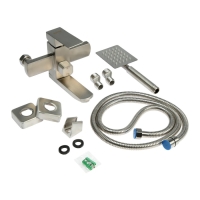 Смеситель для ванны ZEIN, квадрат, короткий излив, с душевым набором,  нержав сталь, сатин